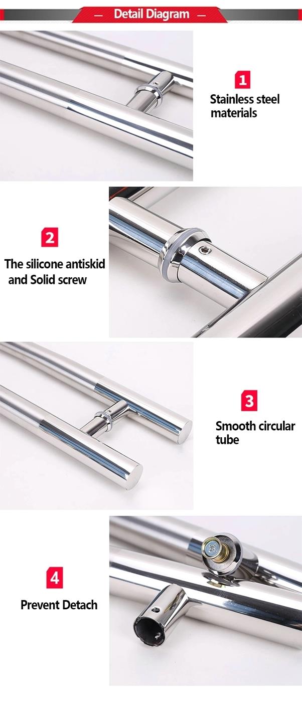 Commercial Front Glass Door Handles Stainless Steel Back To Back H Shape Door Handle With Lock