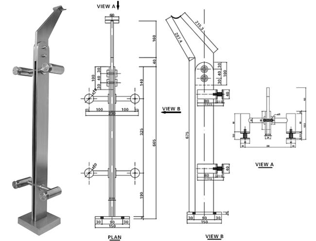 Tempered glass stair railing China